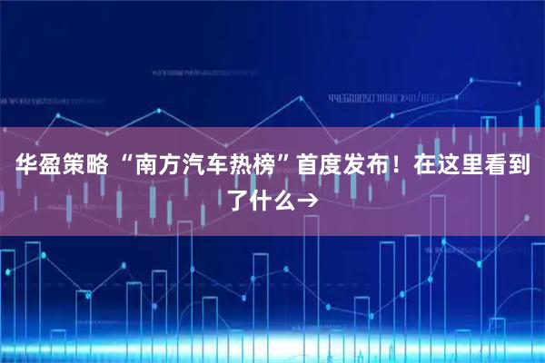 华盈策略 “南方汽车热榜”首度发布!在这里看到了什么→
